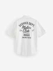HUGO White Patch Logo Short Sleeve 100% Cotton Shirt - Image 5 of 5