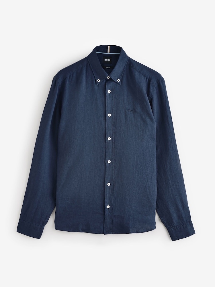 BOSS Blue Regular-Fit 100% Linen Shirt - Image 1 of 1