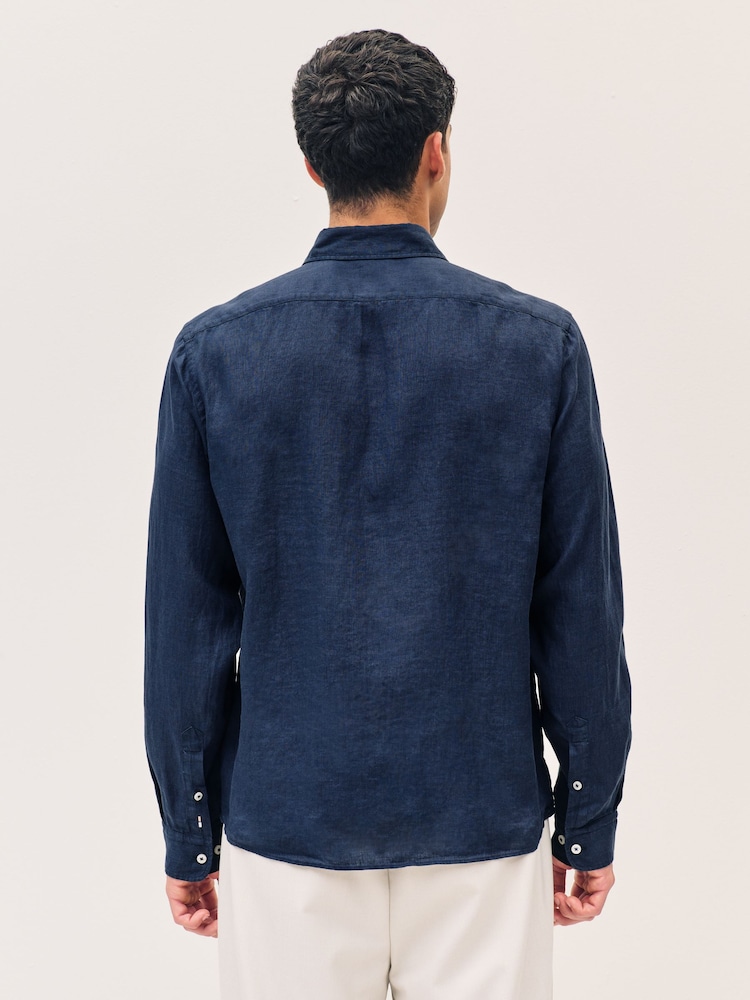 BOSS Blue Regular Fit 100% Linen Shirt - Image 2 of 6