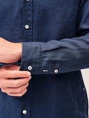 BOSS Blue Regular Fit 100% Linen Shirt - Image 4 of 6