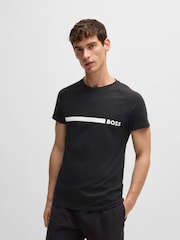 Черный - Зауженная футболка из 100% хлопка с логотипом BOSS - Image 1 of 3