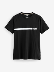 Черный - Зауженная футболка из 100% хлопка с логотипом BOSS - Image 3 of 3