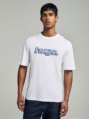 HUGO White Graphic Logo 100% Cotton T-Shirt - Image 1 of 1