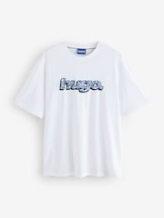 HUGO White Graphic Logo 100% Cotton T-Shirt - Image 4 of 4