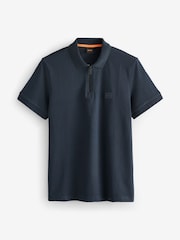 BOSS Blue Slim Fit Zip Neck Polo Shirt - Image 1 of 1
