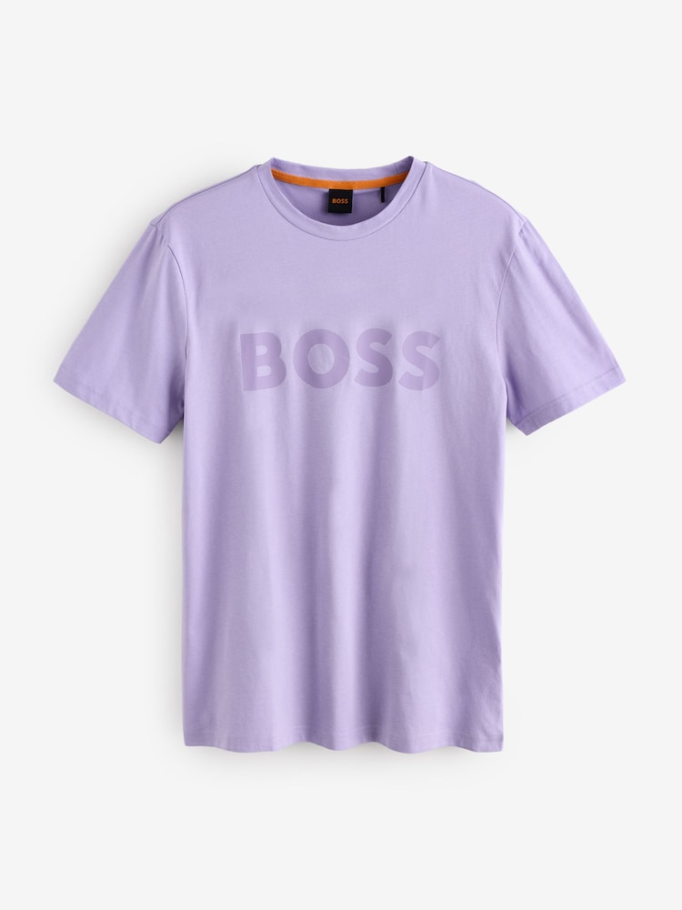 BOSS Purple Large Logo Graphic 100% Cotton T-Shirt - Image 4 of 4 BOSS Purple Large Logo Graphic 100% Cotton T-Shirt - Image 4 of 4