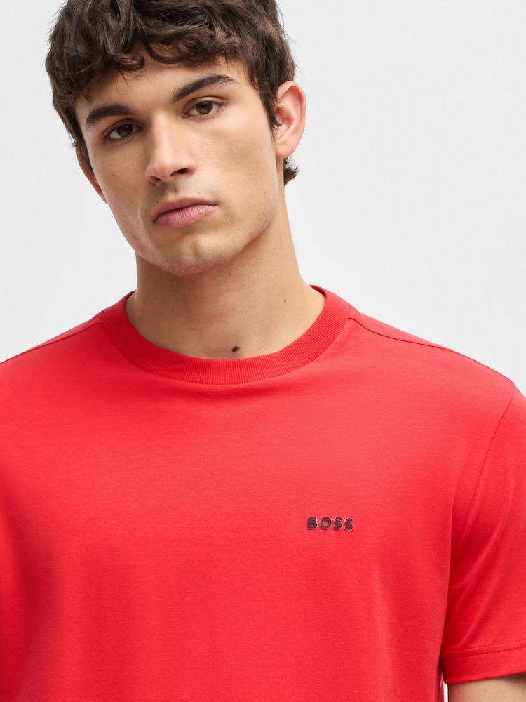 BOSS Cherry Red Regular Fit Logo T-Shirt - Image 4 of 5