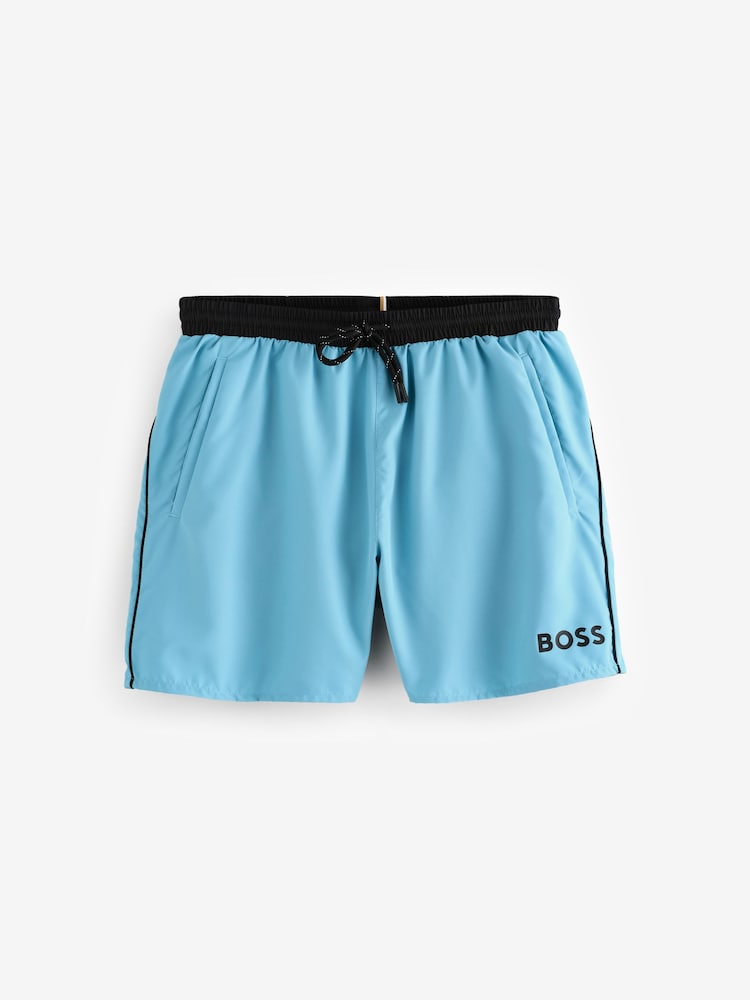 BOSS Blue Mooneye Logo Swim Shorts - Image 1 of 4