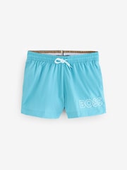 BOSS Blue Mooneye Logo Swim Shorts - Image 1 of 4
