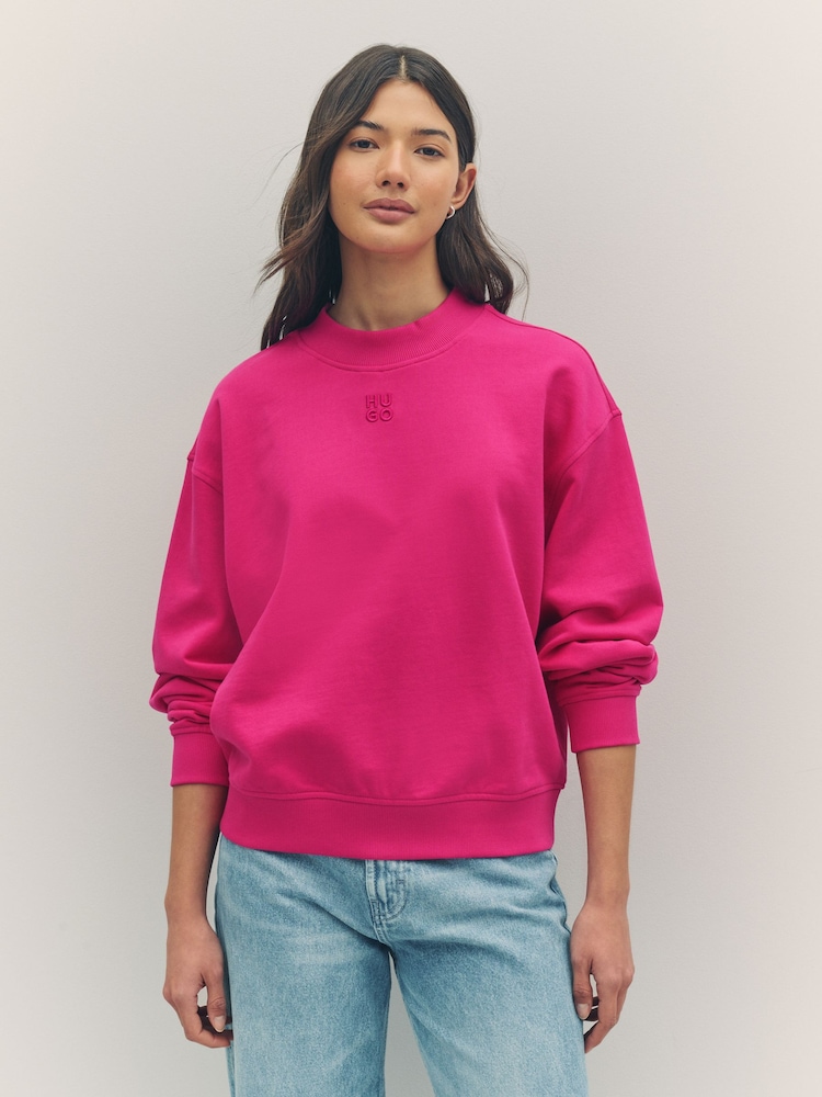 HUGO Pink Logo Jersey 100% Cotton Sweatshirt - Image 1 of 5