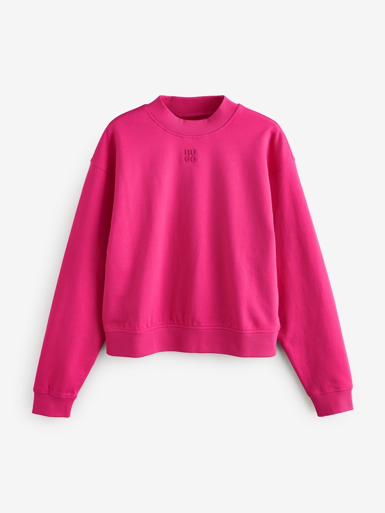 HUGO Pink Logo Jersey 100% Cotton Sweatshirt - Image 5 of 5
