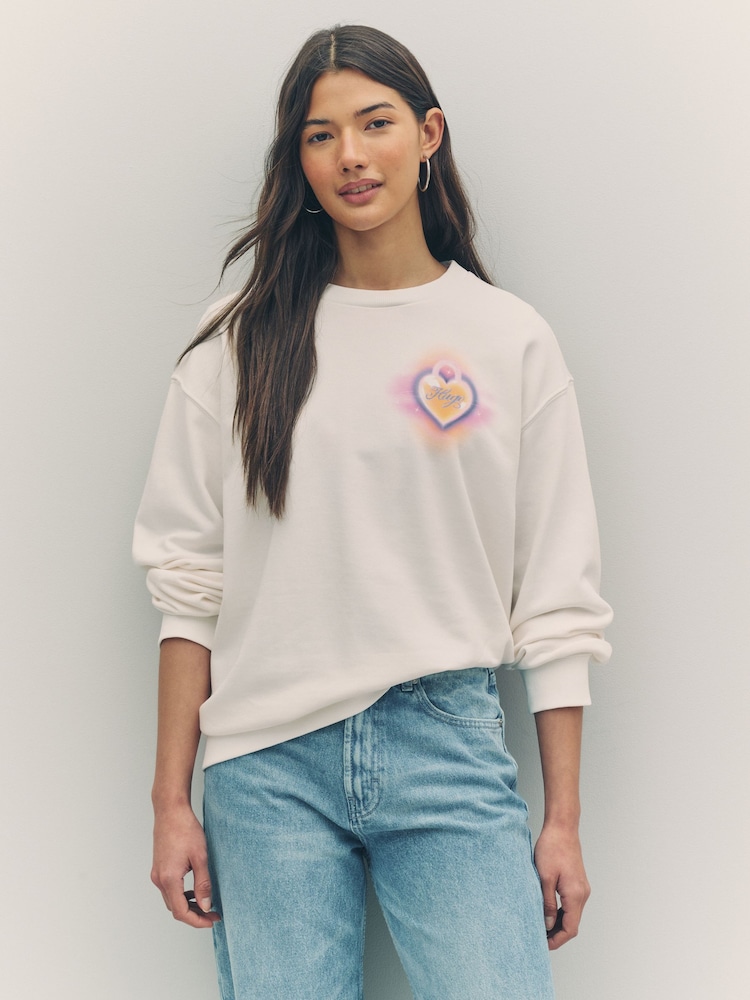 HUGO Natural Graphic Jersey 100% Cotton Sweatshirt - Image 1 of 5