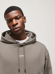 BOSS Brown Regular-Fit Logo 100% Cotton Hoodie - Image 3 of 4