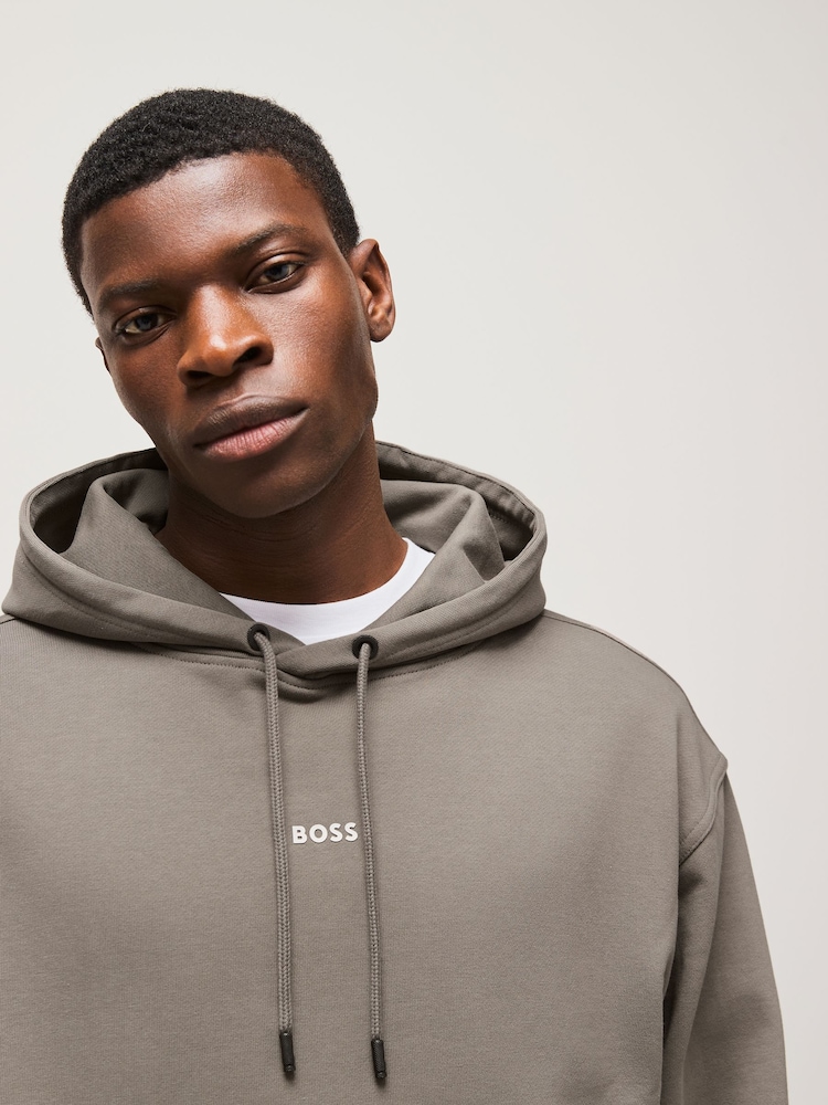 BOSS Brown Regular-Fit Logo 100% Cotton Hoodie - Image 3 of 4