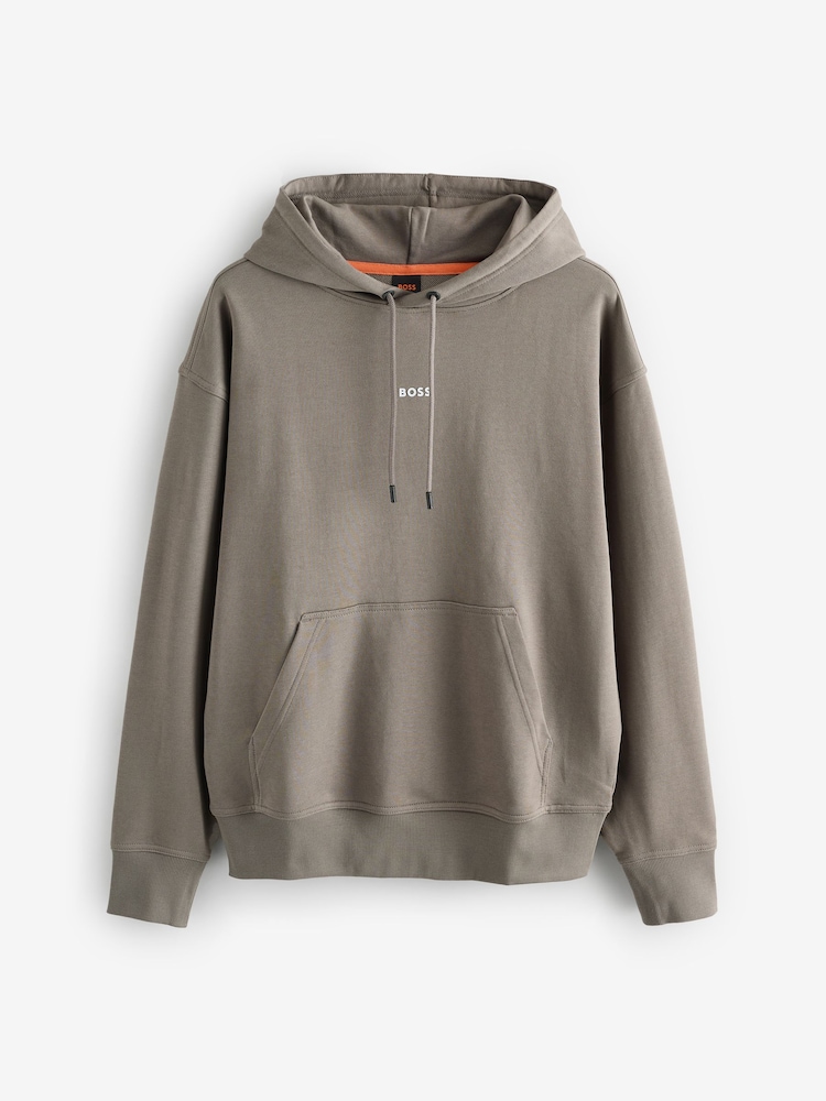 BOSS Brown Regular-Fit Logo 100% Cotton Hoodie - Image 4 of 4