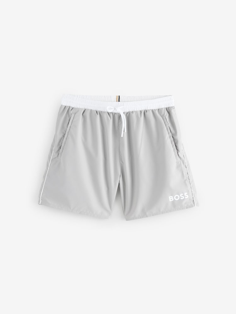 BOSS Grey Mooneye Logo Swim Shorts - Image 1 of 1