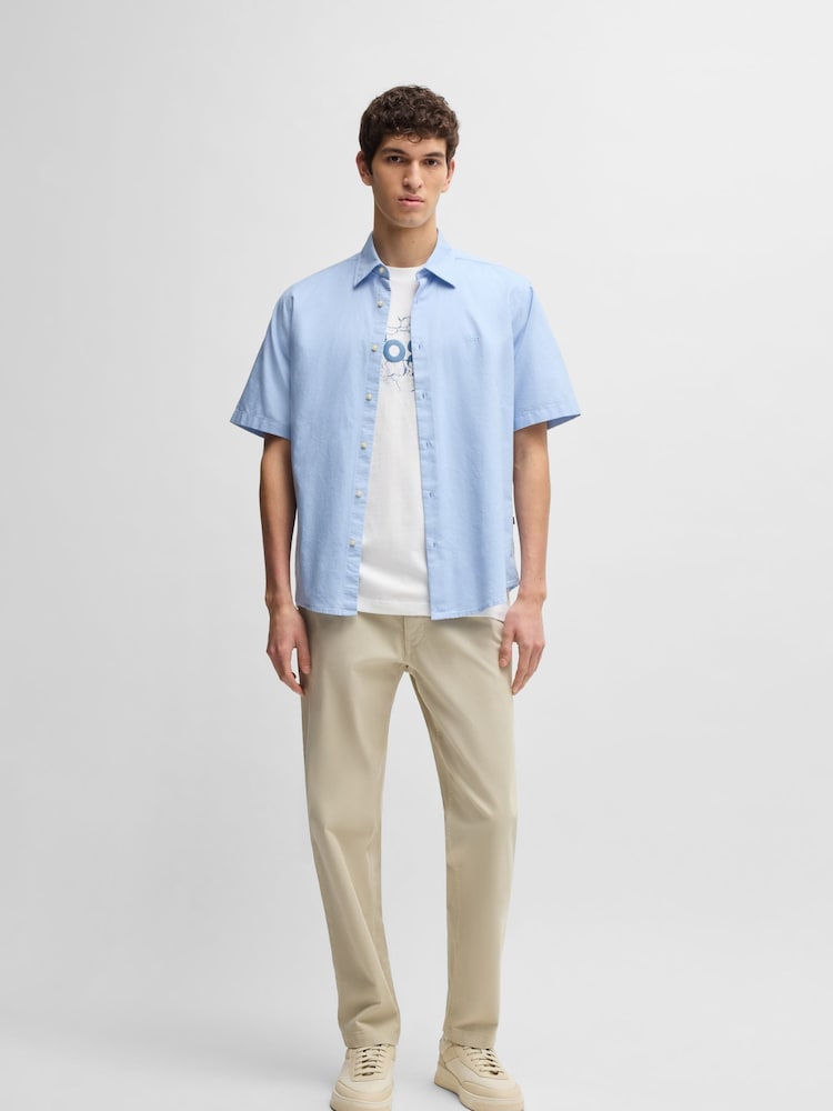 BOSS White Regular Fit Graphic 100% Cotton T-Shirt - Image 3 of 5