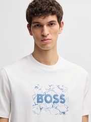 Blanco - BOSS Regular Fit Graphic 100% Cotton T-Shirt - Imagen 4 de 5
