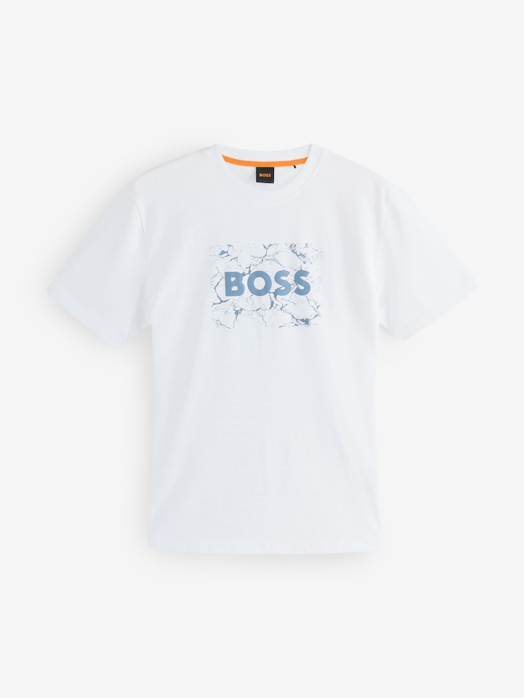 Blanco - BOSS Regular Fit Graphic 100% Cotton T-Shirt - Imagen 5 de 5