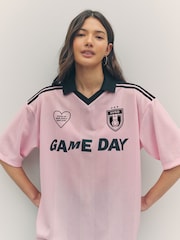 HUGO Pink Football Inspired Graphic Sports Polo Shirt - Image 3 of 5