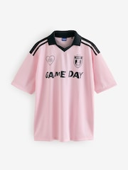 HUGO Pink Football Inspired Graphic Sports Polo Shirt - Image 4 of 5