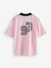 HUGO Pink Football Inspired Graphic Sports Polo Shirt - Image 5 of 5