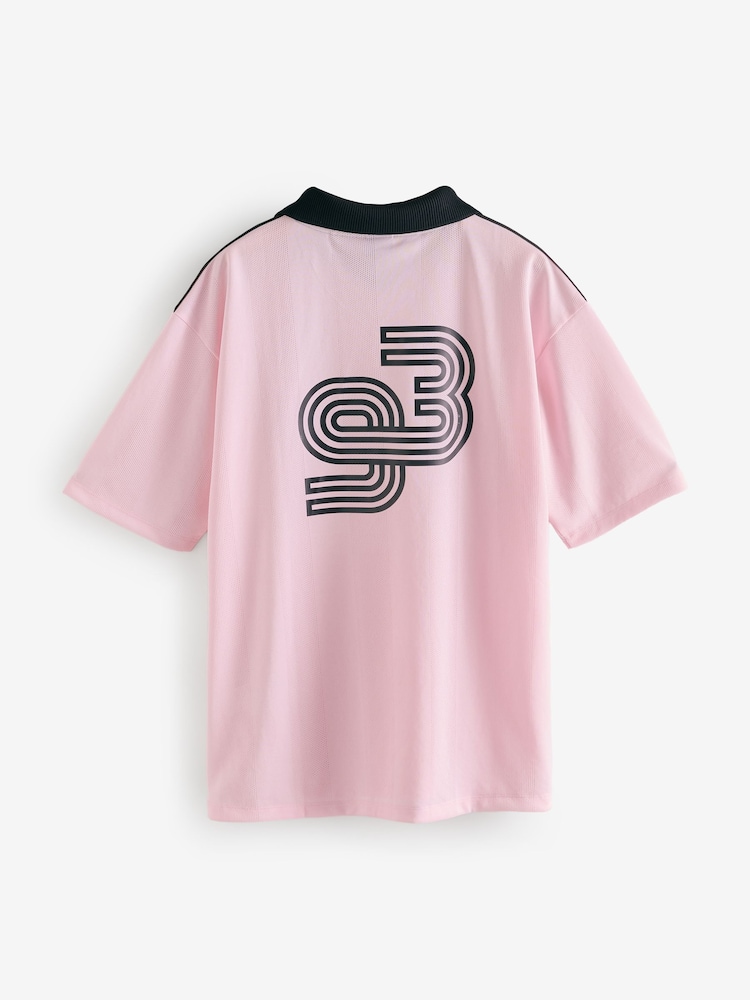 HUGO Pink Football Inspired Graphic Sports Polo Shirt - Image 5 of 5