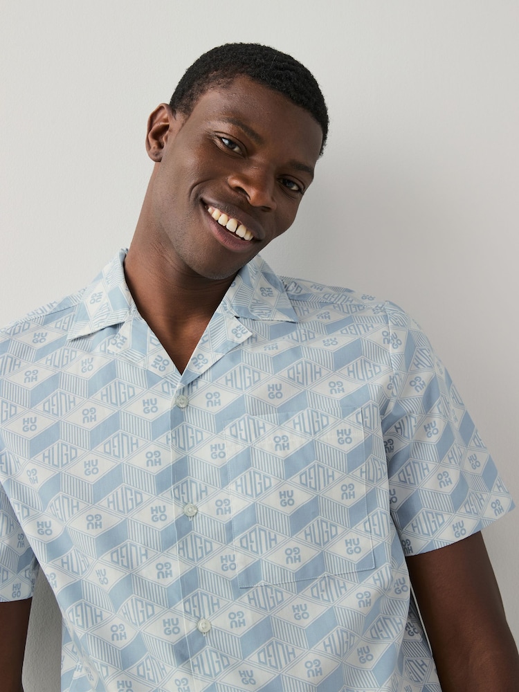 HUGO Blue Relaxed Fit Ellino 100% Cotton Shirt - Image 3 of 5