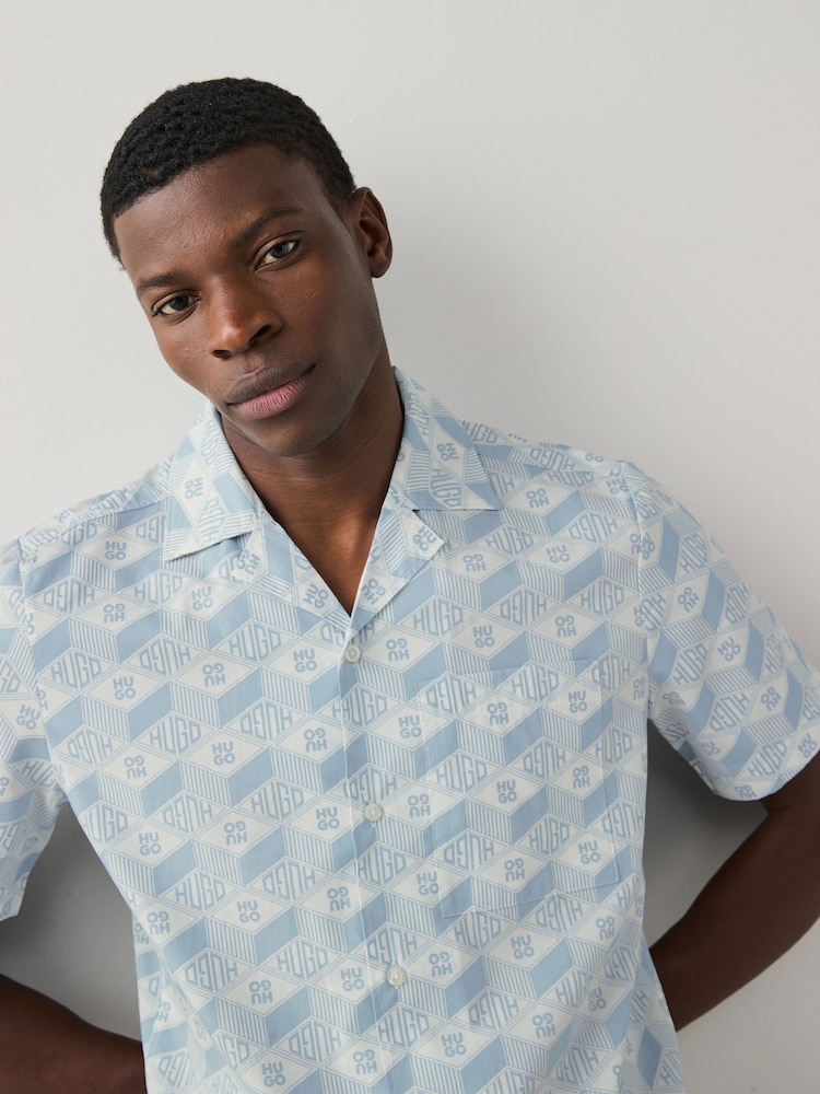 HUGO Blue Relaxed Fit Ellino 100% Cotton Shirt - Image 4 of 5