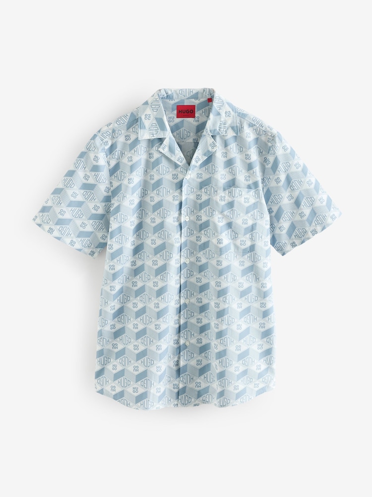 HUGO Blue Relaxed Fit Ellino 100% Cotton Shirt - Image 5 of 5