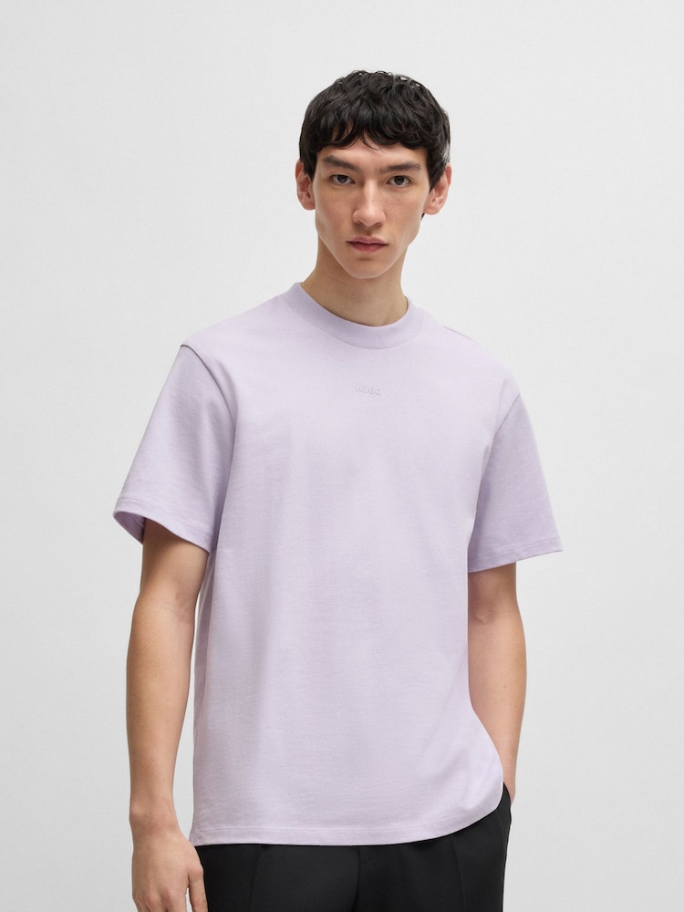 HUGO Purple Relaxed-Fit 100% Cotton T-Shirt - Image 1 of 5