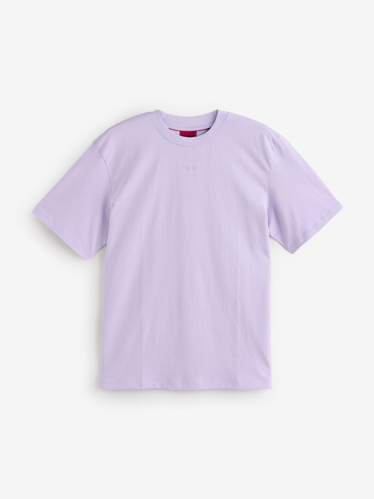 HUGO Purple Relaxed-Fit 100% Cotton T-Shirt - Image 5 of 5
