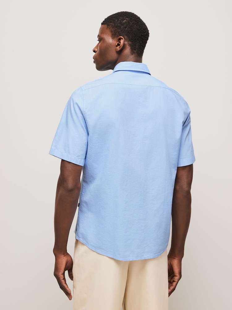 BOSS Blue Regular Fit Short Sleeve Cotton Shirt - Image 2 of 5