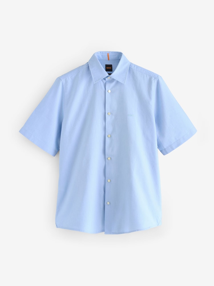 BOSS Blue Regular Fit Short Sleeve Cotton Shirt - Image 5 of 5