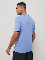 BOSS Light Blue Regular Fit Paddy Tipped Collar 100% Cotton Polo Shirt - Image 2 of 5
