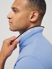 BOSS Light Blue Regular Fit Paddy Tipped Collar 100% Cotton Polo Shirt - Image 4 of 5