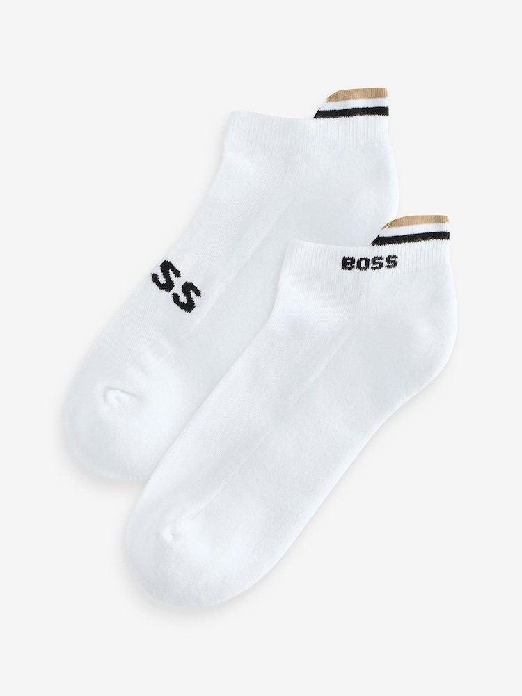 BOSS White Logo Socks 2 Pack - Image 1 of 5