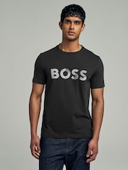 Preto - Camiseta BOSS Regular Fit com logotipo 100% algodão - Imagem 1 de 4