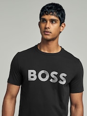 Preto - Camiseta BOSS Regular Fit com logotipo 100% algodão - Imagem 3 de 4