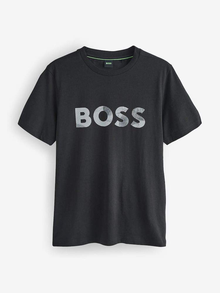 Preto - Camiseta BOSS Regular Fit com logotipo 100% algodão - Imagem 4 de 4
