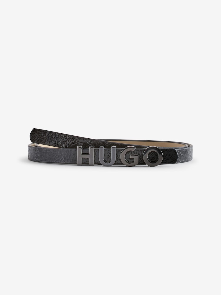 HUGO Black Logo Leather Belt - Image 1 of 3