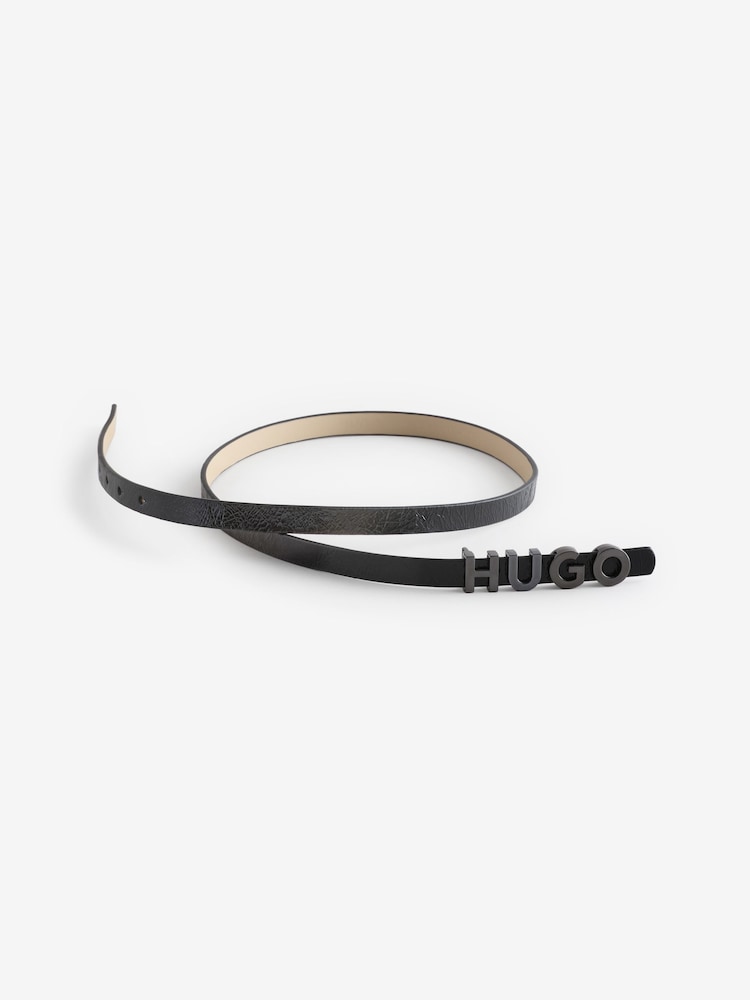 HUGO Black Logo Leather Belt - Image 3 of 3