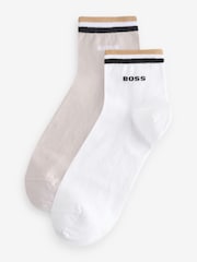 BOSS Brown Stripe Detail Logo Socks 2 Pack - Image 1 of 4