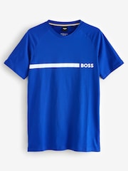 Синий - Зауженная футболка из 100% хлопка с логотипом BOSS - Image 1 of 4