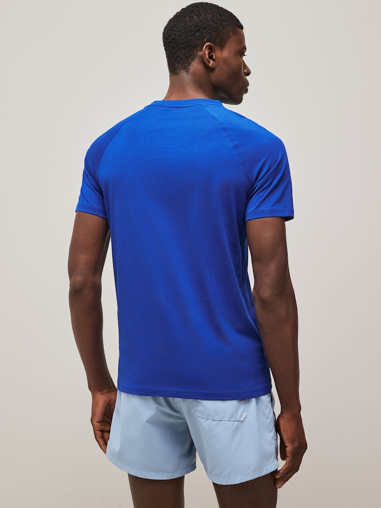 BOSS Blue Slim-Fit Logo 100% Cotton T-Shirt - Image 2 of 4 BOSS Blue Slim-Fit Logo 100% Cotton T-Shirt - Image 2 of 4