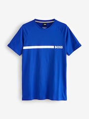 Синий - Зауженная футболка из 100% хлопка с логотипом BOSS - Image 4 of 4