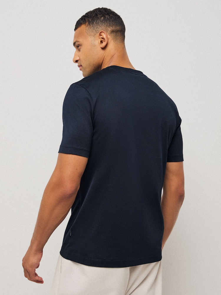 BOSS Blue Regular Fit Thompson Logo 100% Cotton T-Shirt - Image 2 of 7