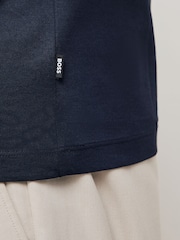 BOSS Blue Regular Fit Thompson Logo 100% Cotton T-Shirt - Image 4 of 7
