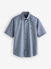 BOSS Grey Regular Fit Short Sleeve 100% Cotton Shirt - Image 1 of 1