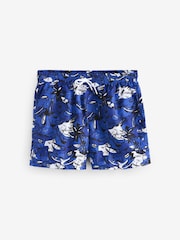 BOSS Blue & White Piranha Printed Swim Shorts - Image 1 of 4